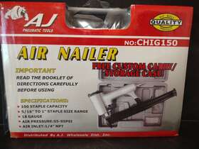 Chig250 Central Pneumatic New Aj Tools Stapler 18 Gauge 100 Staple Capacity Air Nailer And Case