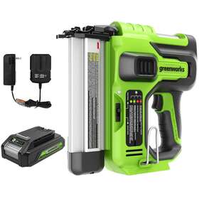 18ga Greenworks 195526007630 24v Cordless Brad Nailer With 2ah Battery And 2a Charger 18ga Greenworks 195526007630 24v Cordless Brad Nailer With 2ah Battery And 2a Charger