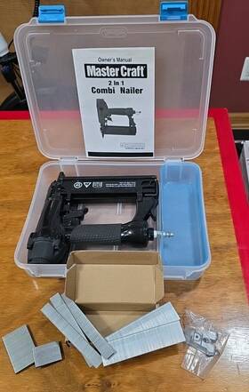 Apm8040 Mastercraft Pneumatic Nail Gun 2in1 18 Ga. Brad Nailer Crown Stapler Apm8040 Mastercraft Pneumatic Nail Gun 2in1 18 Ga. Brad Nailer Crown Stapler
