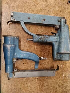 Power Line Al-a5 Vintage Pneumatic Staple Gun And Finish Nail Gun/ Both Are Working