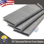 3/4" Inch Long 18 Ga. Gauge 1/4 Narrow Crown Galvanized Staple 5000 Pcs Box. Fixed Price $500.00.
