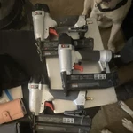 Porter-cable Brad Nail Gun Lot Silver And Black Pneumatic Tools Set. Fixed Price $120.00.