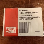 Porter-cable -NS18063 5/8 Ga Narrow Crown Staple 5000PK. Fixed Price $15.00.