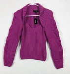 Express Cable Knit Womens Shirt Size Xs Top Pullover Rayon Blend Purple. Fixed Price $26.71.