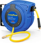 Retractable 50FT Air Hose Reel - 3/8" Hybrid Polymer, 300PSI, Durable Design. Fixed Price $192.99.
