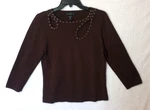 Cable & Gauge Shirt Womens Brown Silver Eyelets 3/4 Sleeve Viscose Blend Sz Xl. Fixed Price $12.00.
