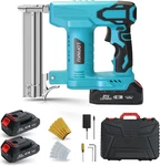 Cordless & Crown Staple Gun, Brad Nailer Electric, 2X Batteries, 18 Gauge. Fixed Price $49.99.