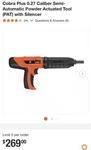 Ramset Cobra+ 0.27 Caliber Semi-automatic Powder-actuated Tool. Fixed Price $78.00.