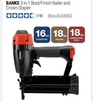 Central Pneumatic 3-IN-1 Air Nailer/stapler. Fixed Price $70.00.