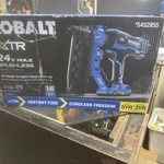 Kobalt Xtr 24V Brushless 18GA Brad Nailer Kit Battery/charger New Free Shipping. Fixed Price $219.95.