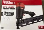 Hyper Tough 21 Degree Pneumatic Framing Nailer, Gun With 50 Nails. Fixed Price $73.99.