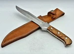 Fox Italy 440 Clip Point Burl Wood Hunting Knife W/ Sheath. Fixed Price $244.99.