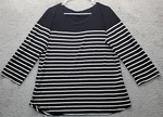 Cable & Gauge Shirt Top Women Xl Multi Horizontal Stripe Viscose Roll Tab Sleeve. Fixed Price $15.17.