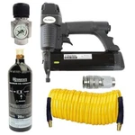 18 Gauge Inch Brad Nailer With CO2 Regulator, Cylinder, Hose & Coupler Kit. Fixed Price $171.39.