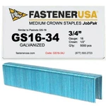 3/4" Leg X 1/2" Crown 16GA Galv GS-16 Staples 5,000CT GS16-34J. Fixed Price $46.34.