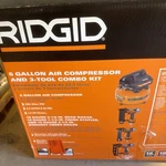 Ridgid 6GAL 150PSI Compressor Wair Hose Brad Nailer, Finish & Stapler. Fixed Price $245.00.
