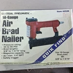Central Pneumatic 18-GAUGE Air Brad Nail Gun 42528 Red Straight 95 Psi.. Fixed Price $25.00.