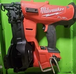 Milwaukee Fuel Battery/cordless Coil Roofing Nailer Gun, Red/black. Fixed Price $300.00.