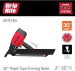Brand New Grip Rite GRTFC83 30 Paper Tape Framing Nailer 2" To 3-1/4" Nails. Fixed Price $149.00.