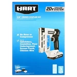 Hart HPNR75B 20V 3/8" Crown Stapler Kit, Gun, 1.5AH Li Charger. Fixed Price $57.99.