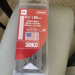 Senco 700 Count, 2-1/2" Length, Bright, 15 Gauge, 34 Degree Angled Finish Nail. Fixed Price $8.99.