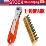 Ratcheting Right Angle Screwdriver Hex 90 Degree Offset + 10PC Bits Set!. Fixed Price $47.99.