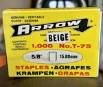 Arrow Staples 5/8" (15.88MM) T-75 1,000 Beige. New Old Stock. Fixed Price $12.95.