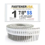 1-7/8" X .086 Ring 304SS Coil Nails 0-DEG Plastic 2,400CT DFCN178RSB2. Fixed Price $185.54.