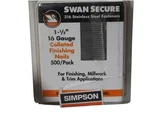 Simpson Strong-tie T16N150FNB 1-1/2" 16GA 316SS Straight Finish Nails 500CT. Fixed Price $39.25.