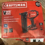 Craftsman CMCN616C1 V20 Cordless Finish Nailer And Battery - Read Description. Fixed Price $189.00.