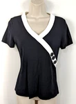 Cable & Gauge Women's Pullover Side Button Shirt Sz Viscose Blend Stretch Euc. Fixed Price $18.39.