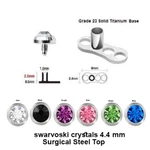 Titanium Dermal Anchor 14 Gauge 2.5MM Rise (3/32) With Surgical Steel Top Pack. Fixed Price $59.95.