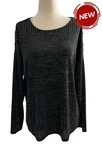 Cable & Gauge Women Size Medium Black Silver Metallic Knit Shirt Nwt (25-636). Fixed Price $18.00.