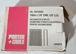 New Porter Cable Staples Galvanized 18 Gauge Open Box 1/4" Crown 5/8" Leg. Fixed Price $18.00.